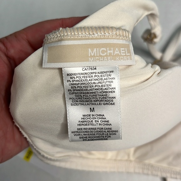 MICHAEL MICHAEL KORS RIBBED CREAM/BEIGE BIKINI MEDIUM - Picture 6 of 16